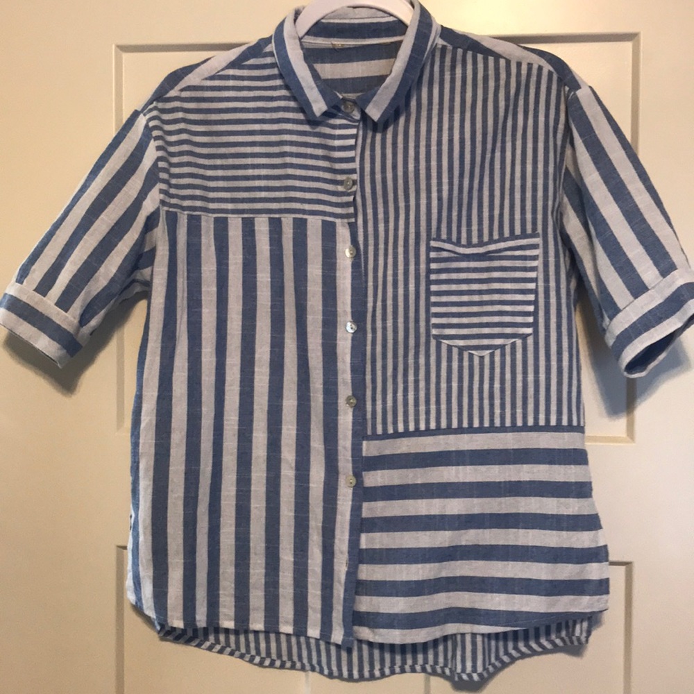 Blue and White Top